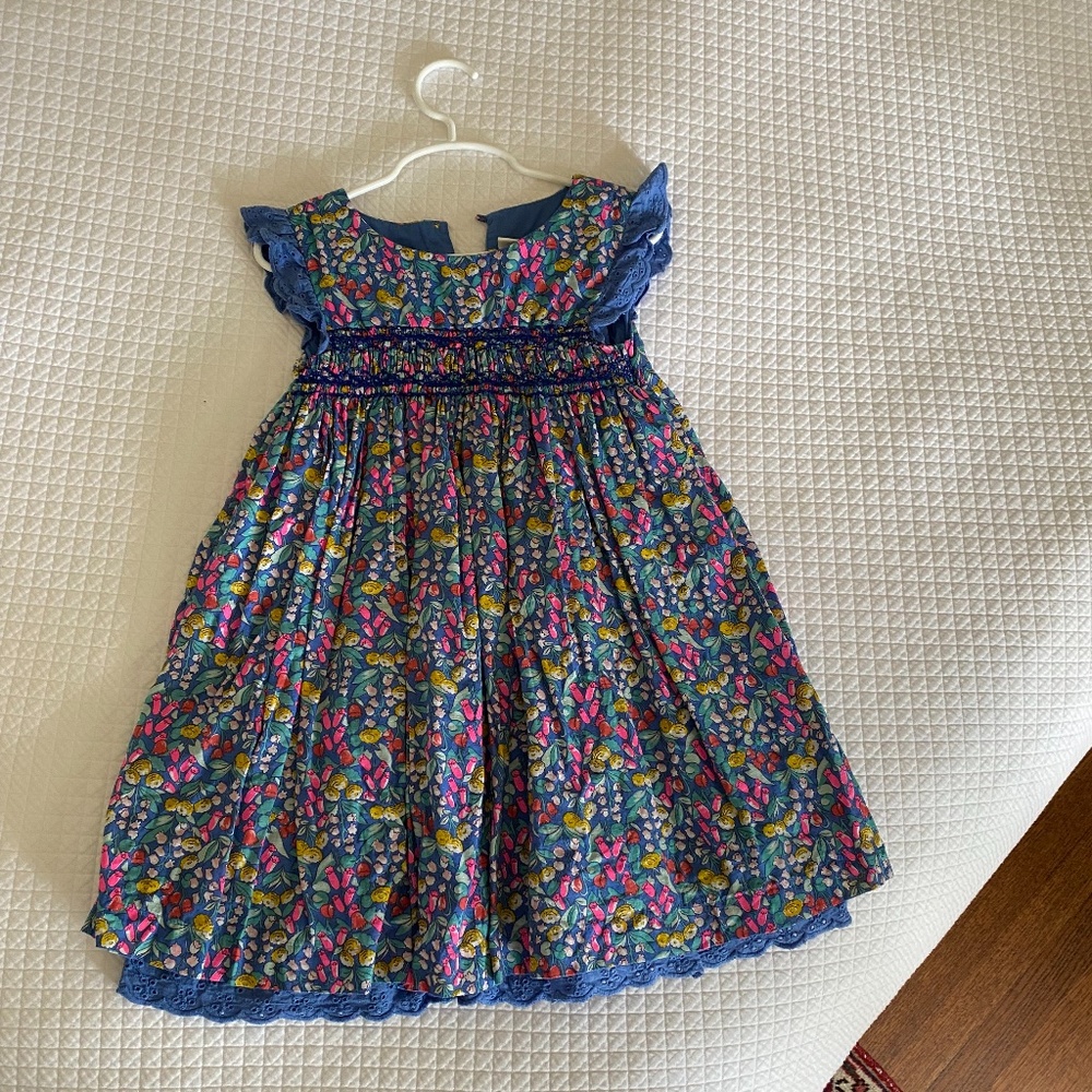 MiniBoden Girls Sz 4-5 Floral Cotton Dress in EUC